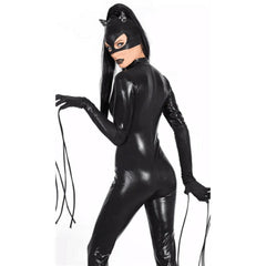 Sexy Patent Leather Halloween Costume: Vampire, Demon, or Bat-Inspired Catsuit