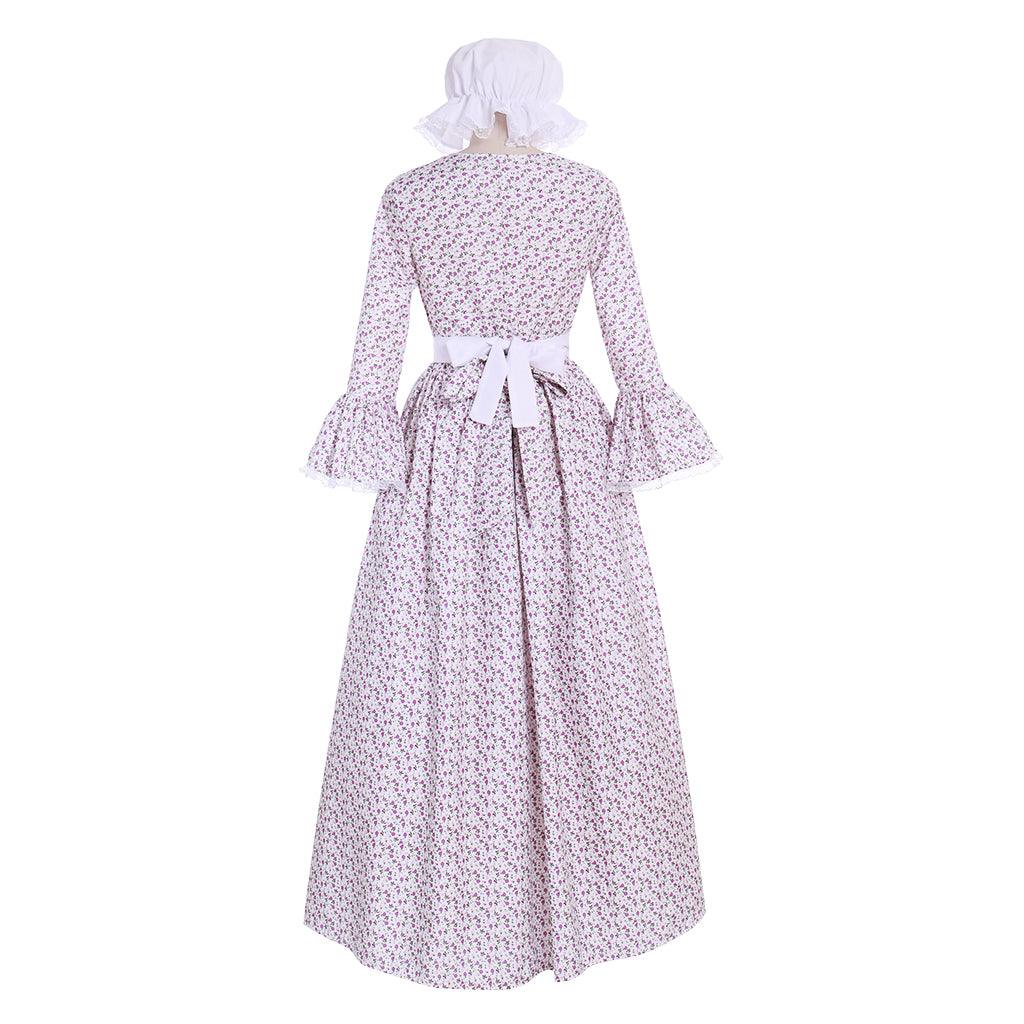 Victorian Pioneer Pilgrim Wench Floral Prairie Dress – Women’s Colonial Dress, Lolita Style Cosplay