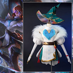 LOL Aurora Cosplay Costume Game LOL Champion The Witch Between Worlds Aurora Halloween Women Suit with Hat Champion Skin