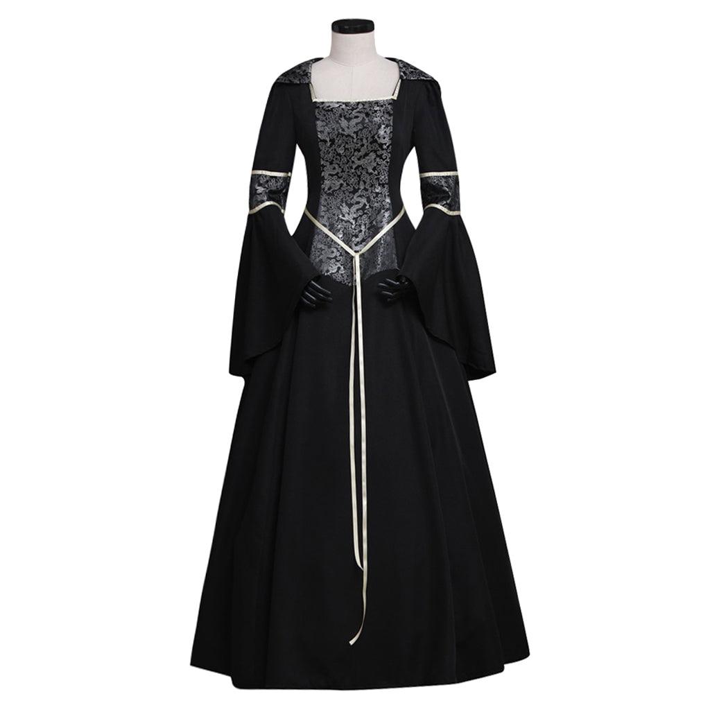 Women's Black Medieval Renaissance Victorian Dresses Costumes Ball Gown Dress