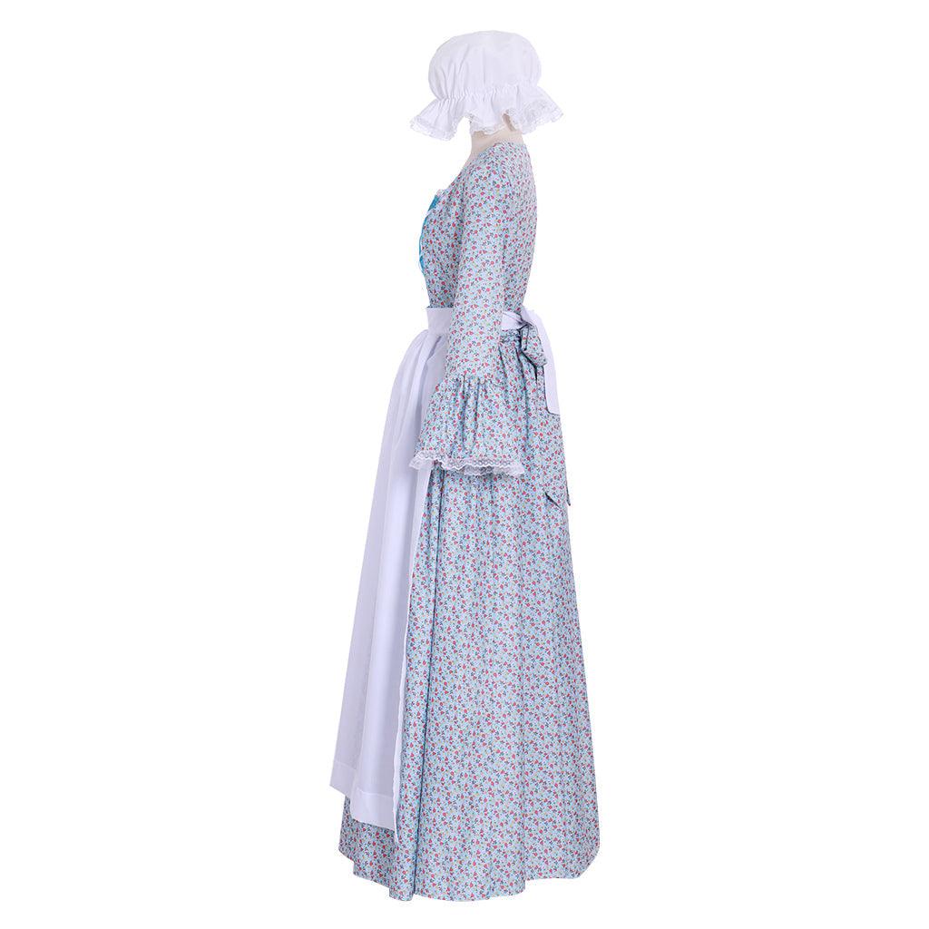 Victorian Pioneer Pilgrim Wench Rural Floral Prairie Dress Women Countryside Colonial Dress Lolita Dress