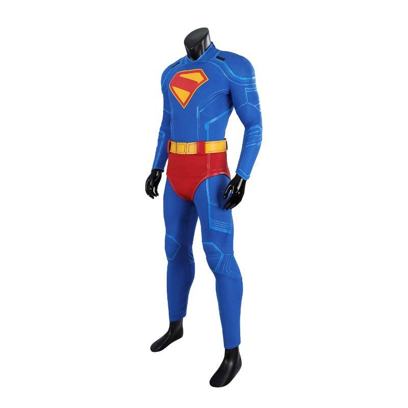 Superhero Legacy Clark Kent Cosplay Costume - Blue Zentai Bodysuit with Red Cape