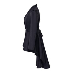 Vintage Gothic High-Low Cocktail Dress – Women's Medieval Cosplay Long Sleeve Bodycon Costume