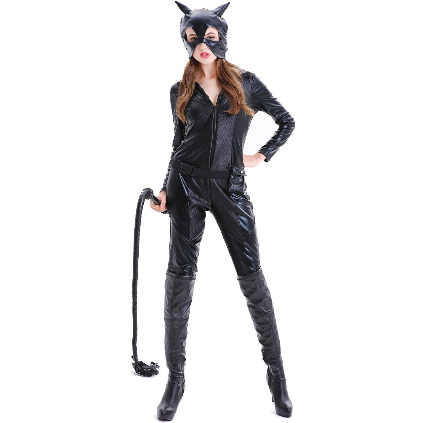 Halloween Cosplay Costume PU Leather Catwoman Outfit for Women | Batman Roleplay Stage Performance Suit