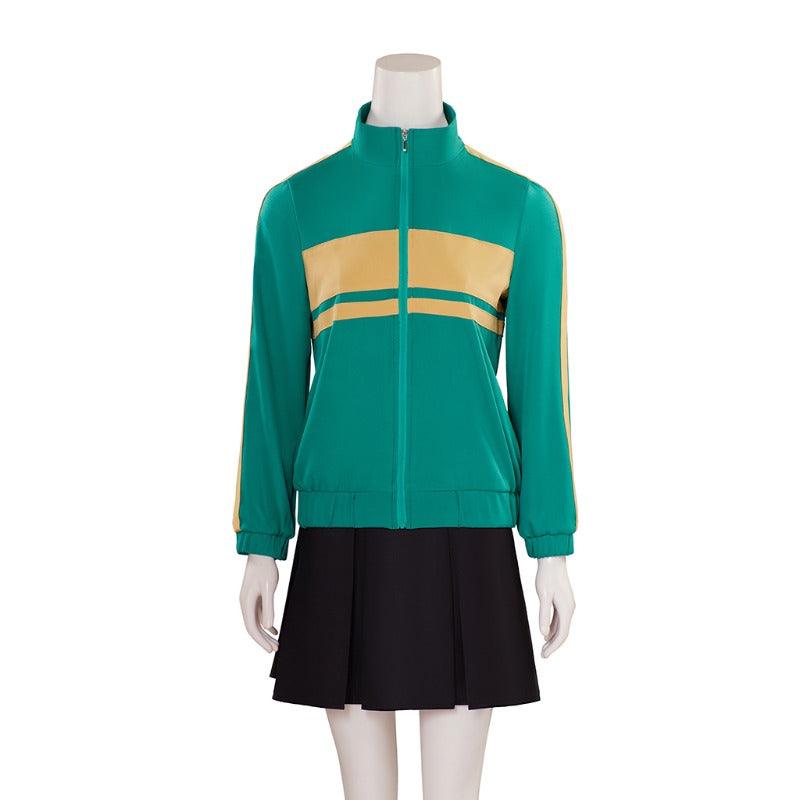 Scott Pilgrim Kim Pine Cosplay Costume Green Coat & Skirt Set for Women Halloween Outfit