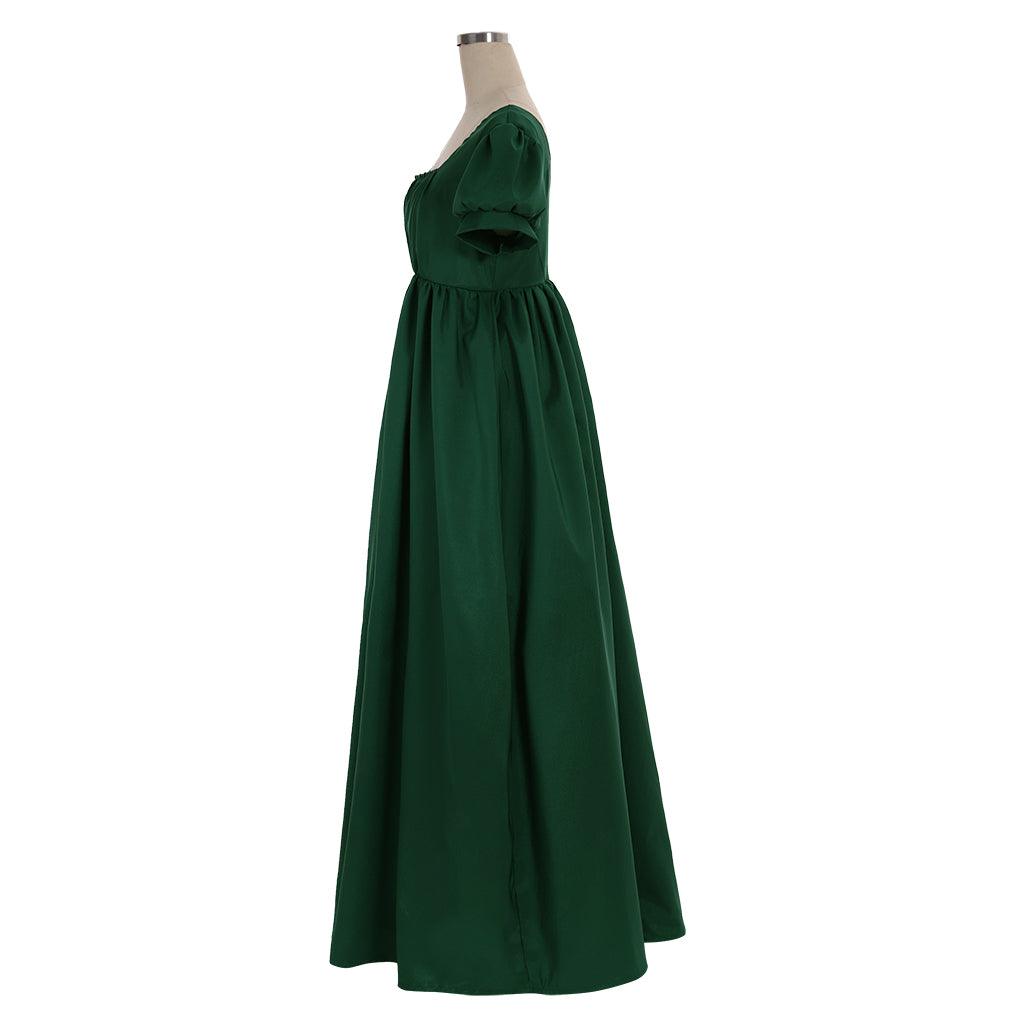 Simple Green Regency Dress Lady Regency Ball Dress High Waistline Tea Gown Dress Custom Made Medieval Ball Gown Dress