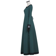 Medieval Dress Renaissance Medieval Irish Costume Retro Peasant Bodice Overdress Dark Green Cosplay Costume