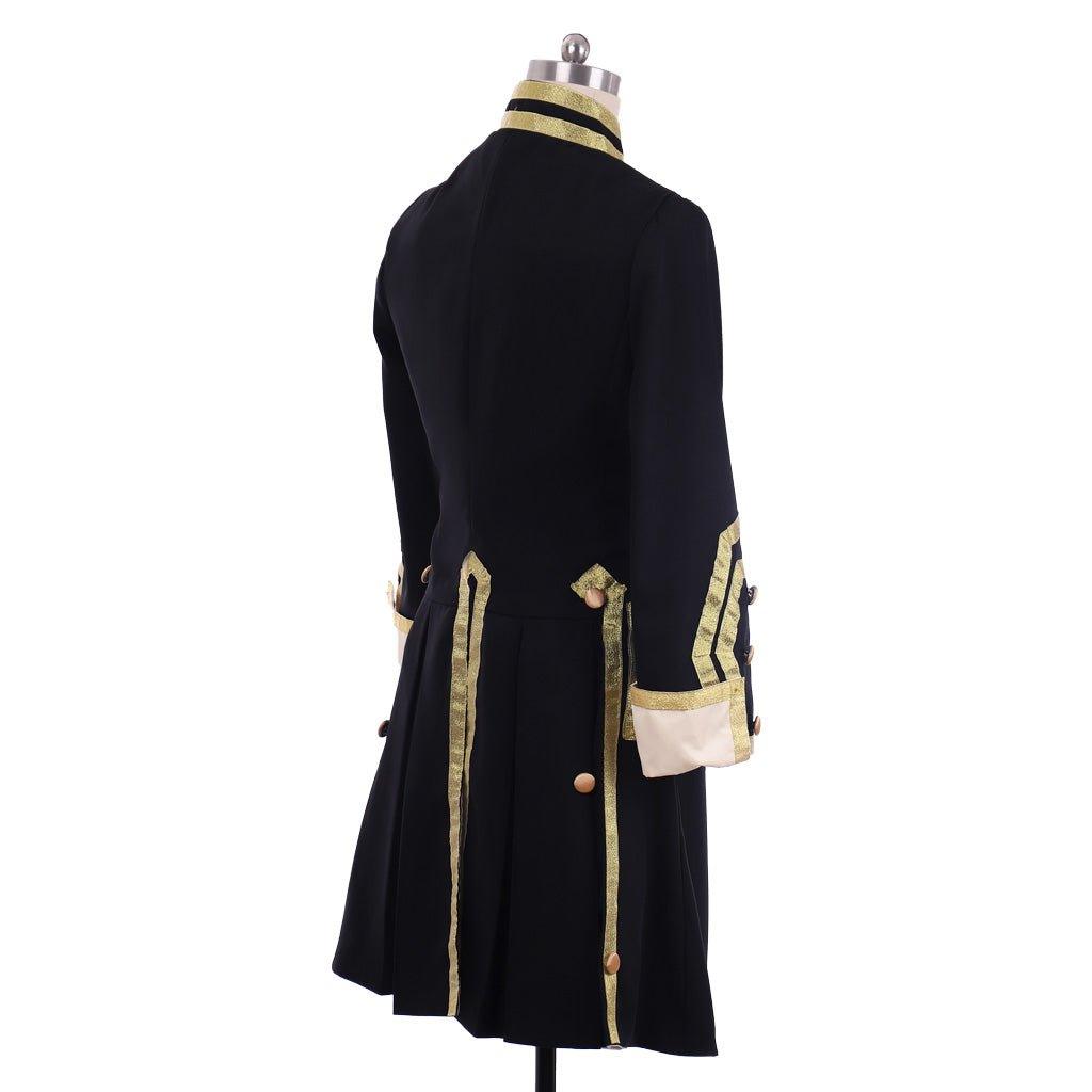 18th Century Colonial Military Uniform Costume - Men’s Black & Red Tailcoat Victorian Regency Outfit - Coscosmos