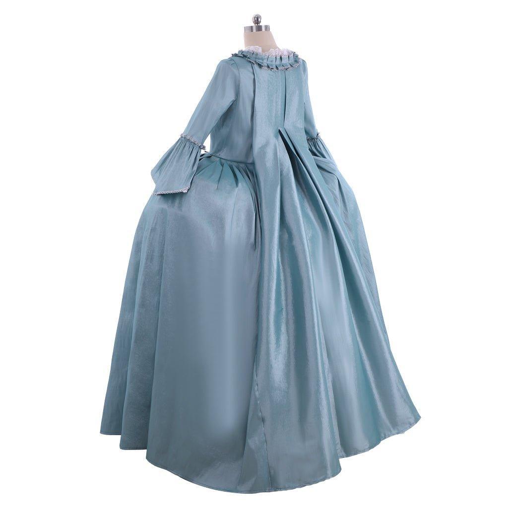 18th Century Marie Antoinette Rococo Dress - A Lavish Azure Ball Gown with Lace - Coscosmos