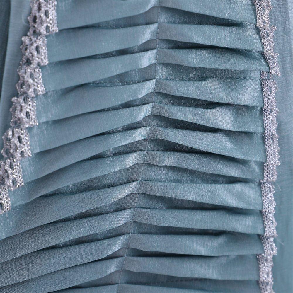 18th Century Marie Antoinette Rococo Dress - A Lavish Azure Ball Gown with Lace - Coscosmos