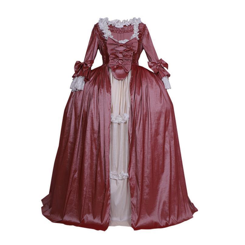 18th Century Marie Antoinette Rococo Dress - Chameleon Hues with Bold Bows - Coscosmos