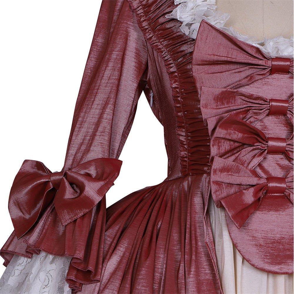 18th Century Marie Antoinette Rococo Dress - Chameleon Hues with Bold Bows - Coscosmos