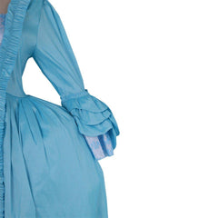 18th Century Rococo Azure Gown - Embroidered Brocade Dress with Lace from Coscomos - Coscosmos