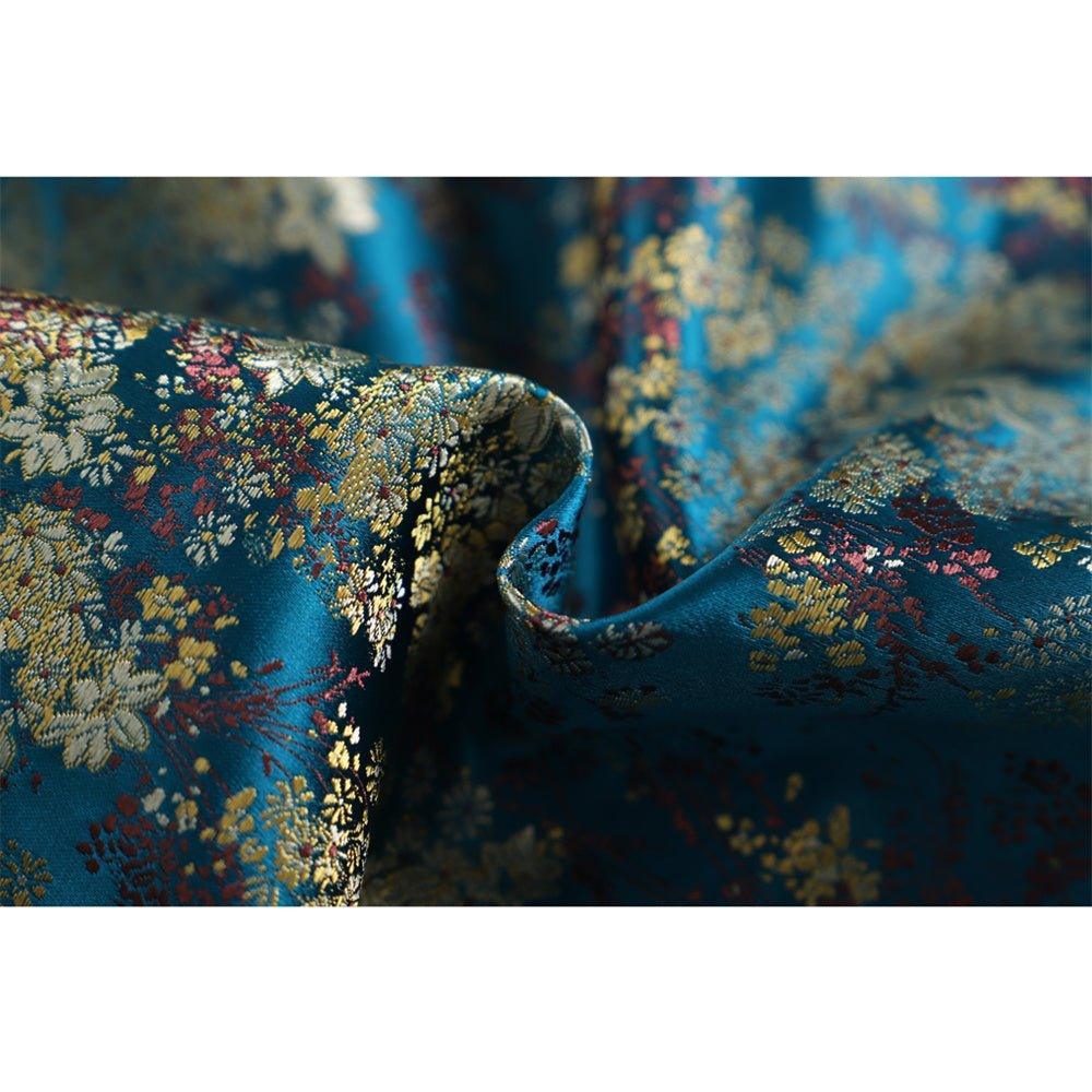 18th Century Rococo Blue Gown - Deluxe Deep Blue Brocade with Embroidery and Lace - Coscosmos