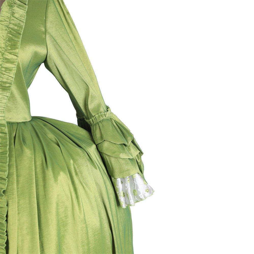 18th Century Rococo Green Apple Dress with Chest Floral - Medieval Elegance by Coscomos - Coscosmos