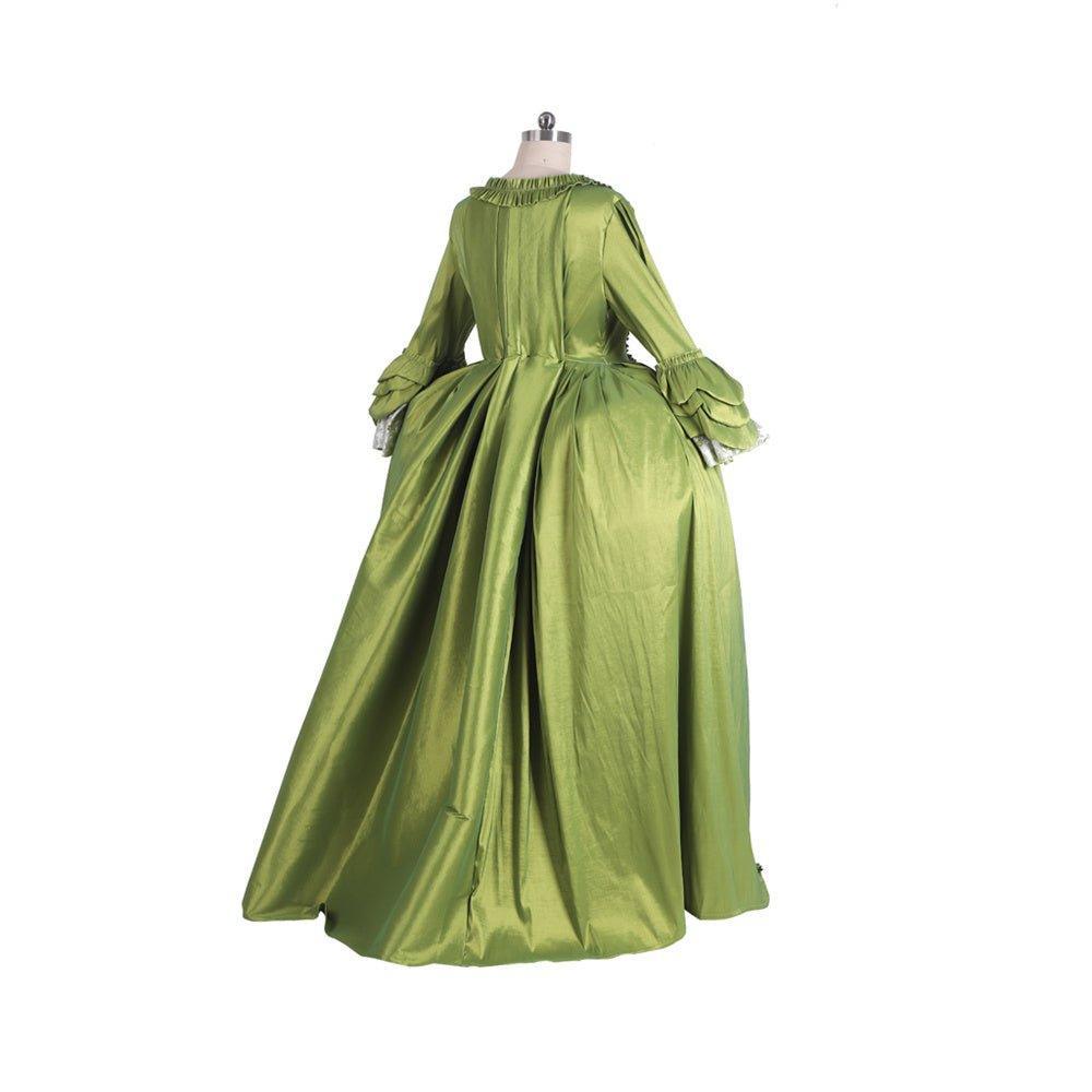 18th Century Rococo Green Apple Dress with Chest Floral - Medieval Elegance by Coscomos - Coscosmos