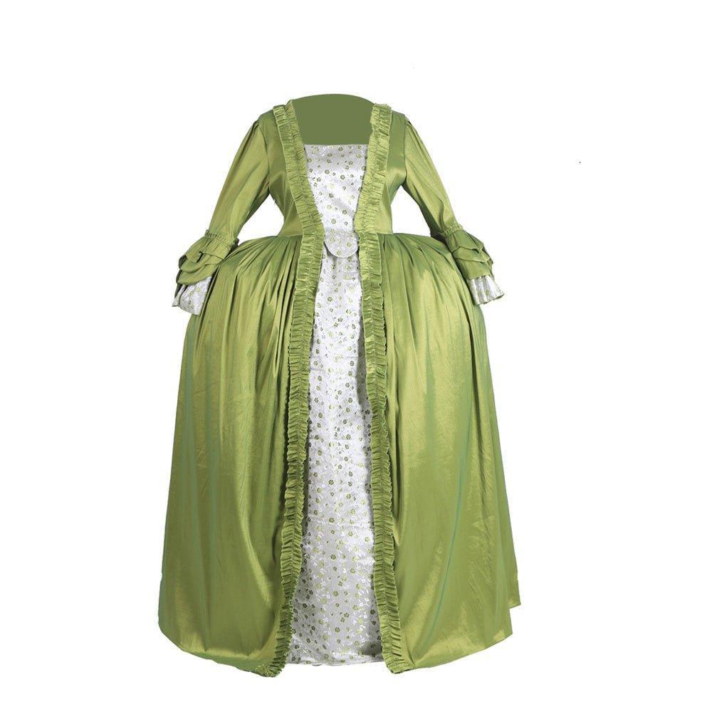 18th Century Rococo Green Apple Dress with Chest Floral - Medieval Elegance by Coscomos - Coscosmos