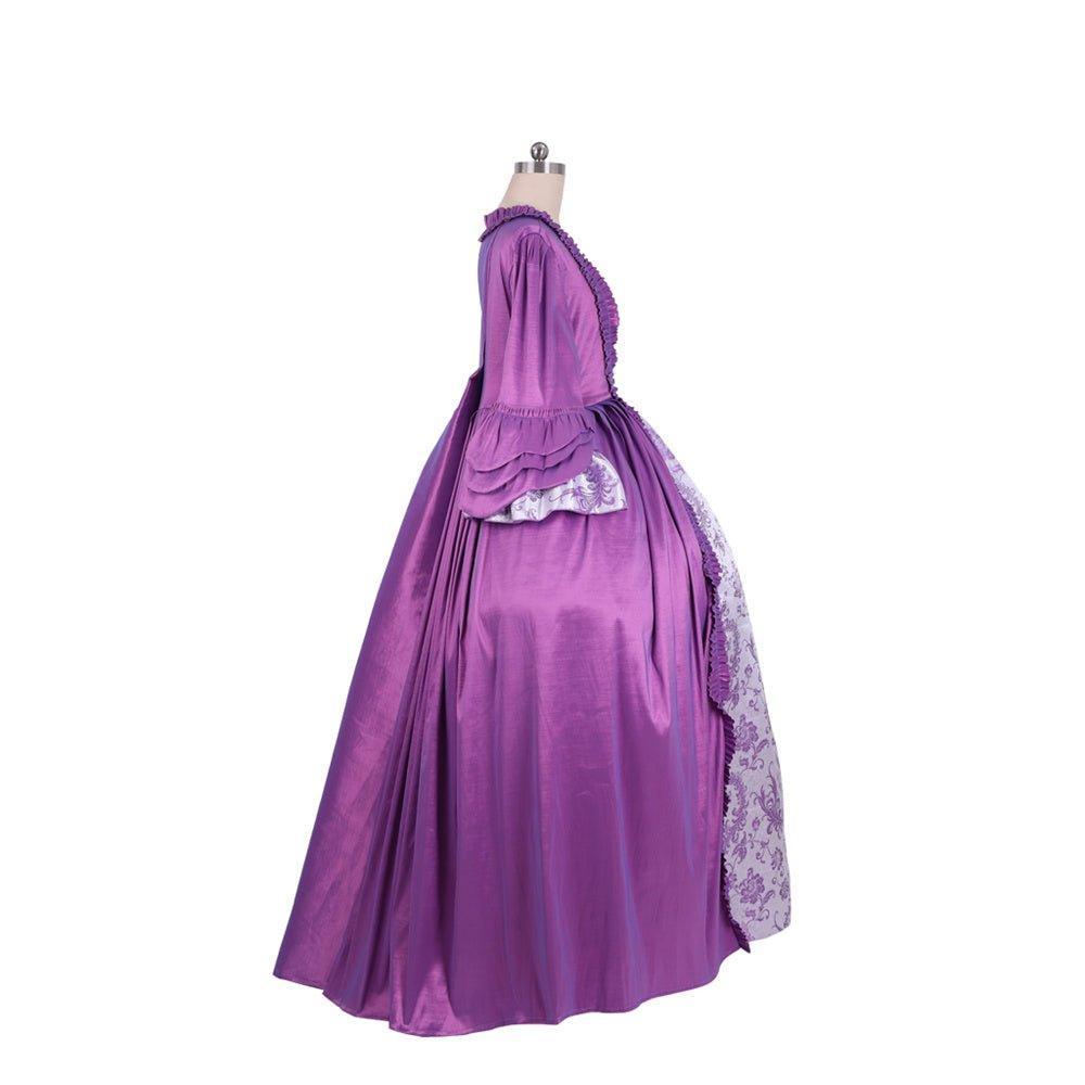 18th Century Rococo Purple Brocade Dress - Embroidered Gown from Coscomos' Medieval Series - Coscosmos