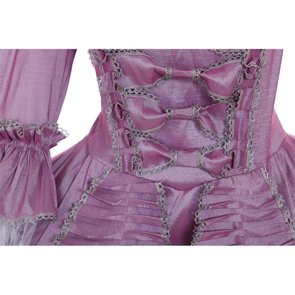 18th Century Rococo Purple Dress - Elegant Lace and Pleats from Coscomos - Coscosmos