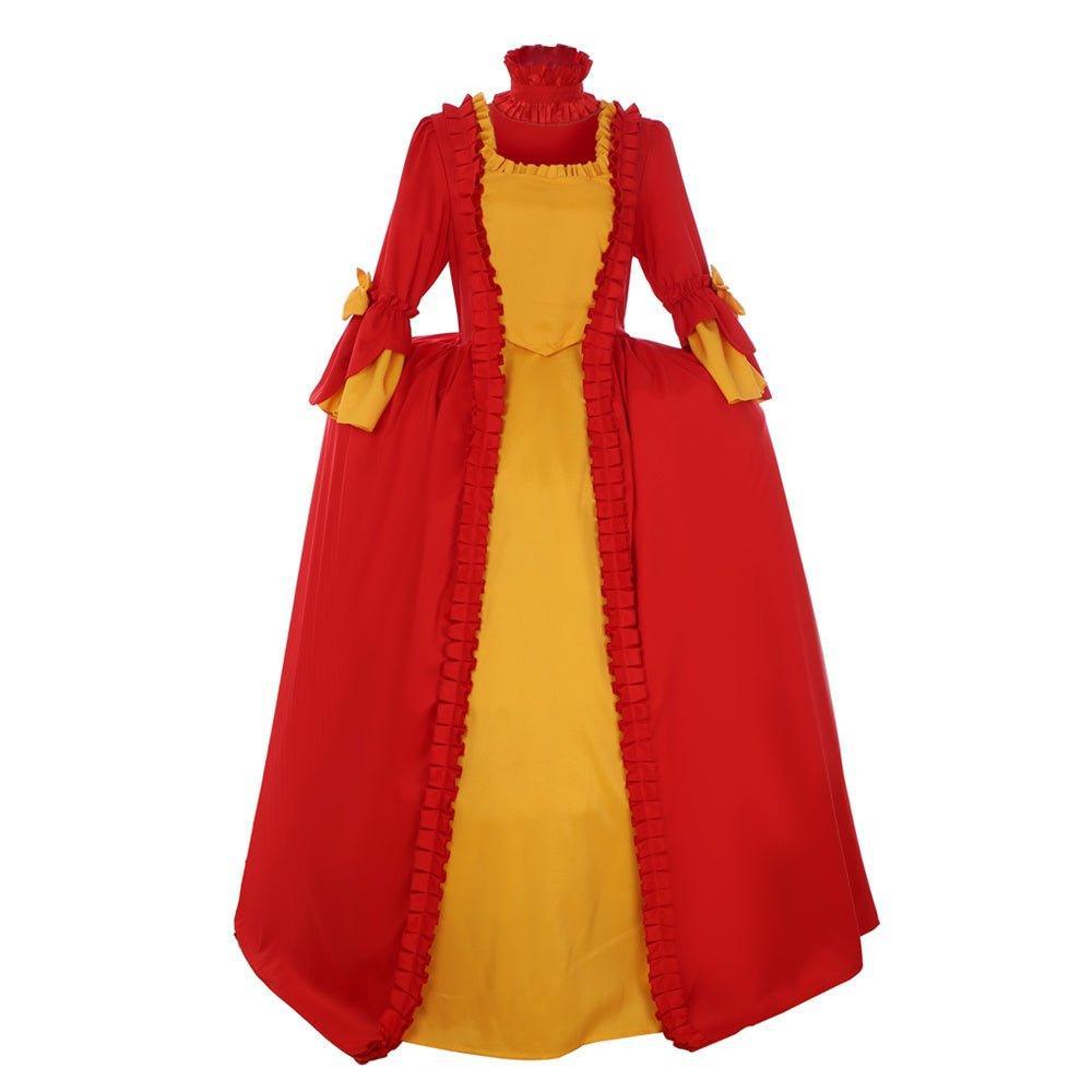 18th Century Rococo Red and Yellow Dress - A Vibrant Marie Antoinette Inspired Costume - Coscosmos