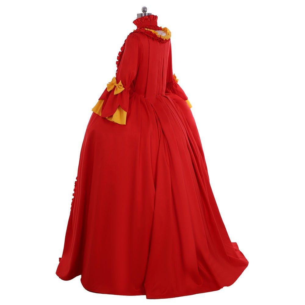 18th Century Rococo Red and Yellow Dress - A Vibrant Marie Antoinette Inspired Costume - Coscosmos