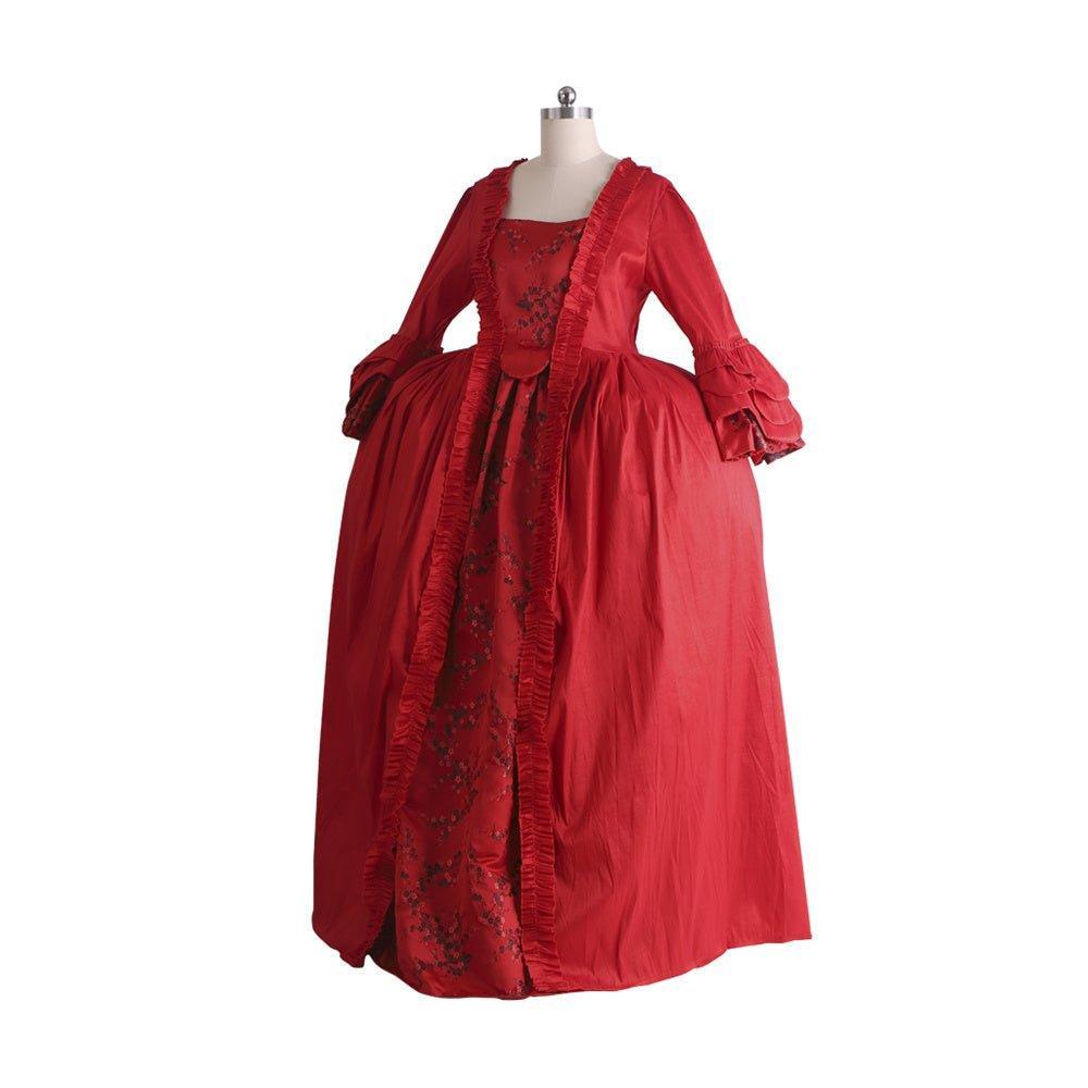 18th Century Rococo Red Dress with Lace - Majestic Marie Antoinette Style from Coscomos - Coscosmos