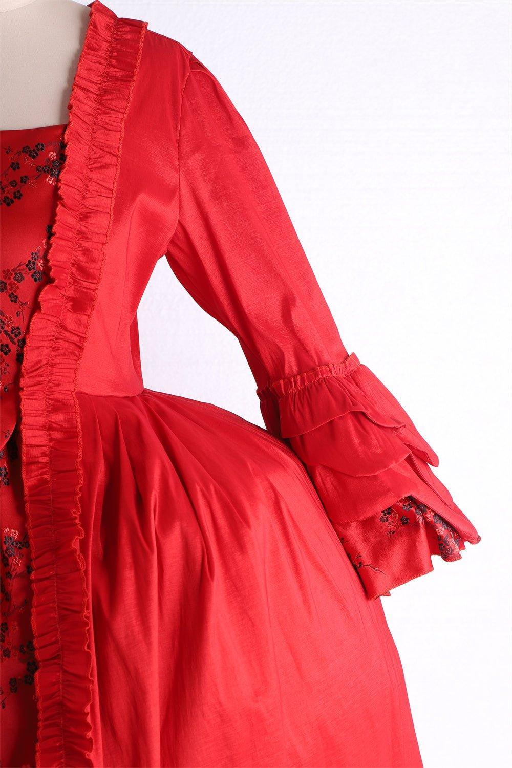 18th Century Rococo Red Dress with Lace - Majestic Marie Antoinette Style from Coscomos - Coscosmos