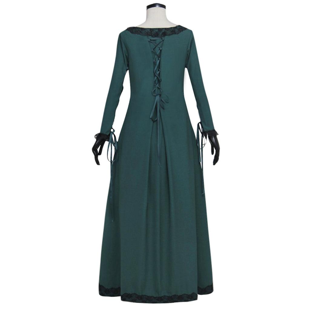 Medieval Dress Renaissance Medieval Irish Costume Retro Peasant Bodice Overdress Dark Green Cosplay Costume