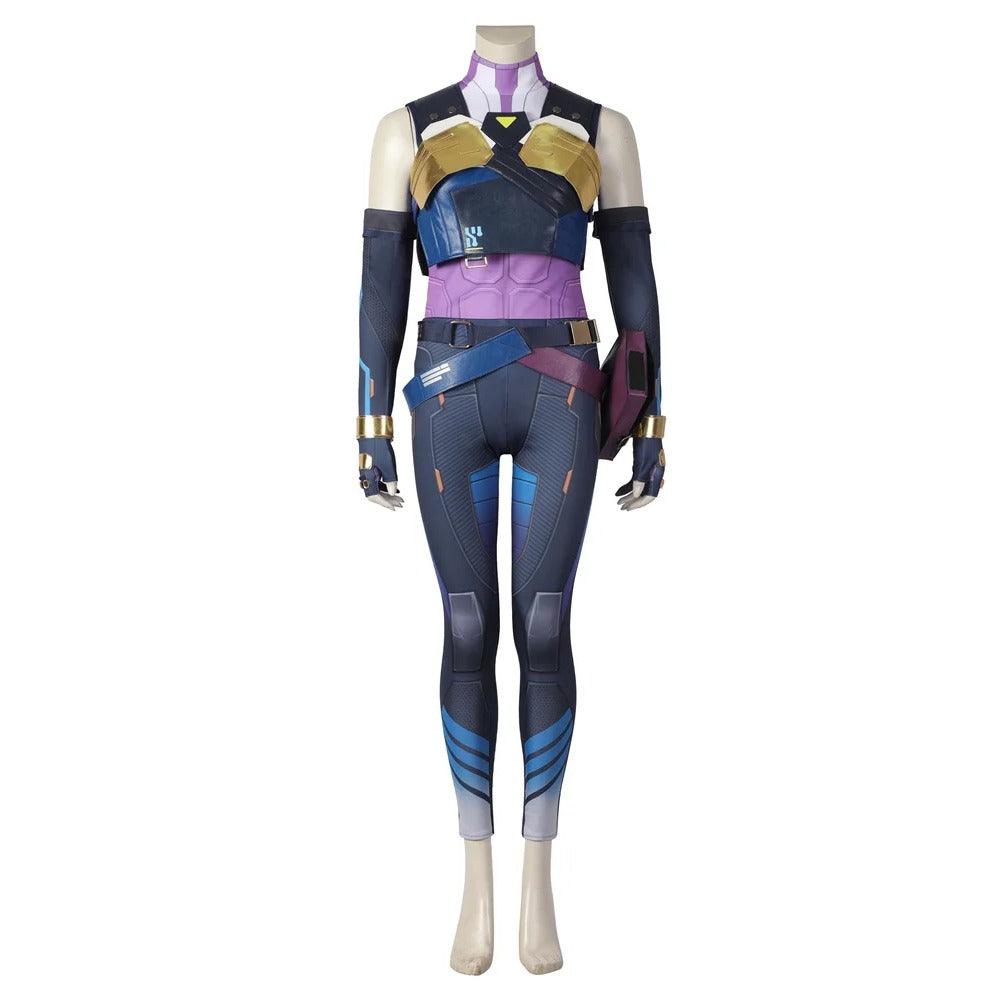 Valorant Neon Cosplay Costume – Blue Combat Uniform for Women | Full Set for Halloween & Party