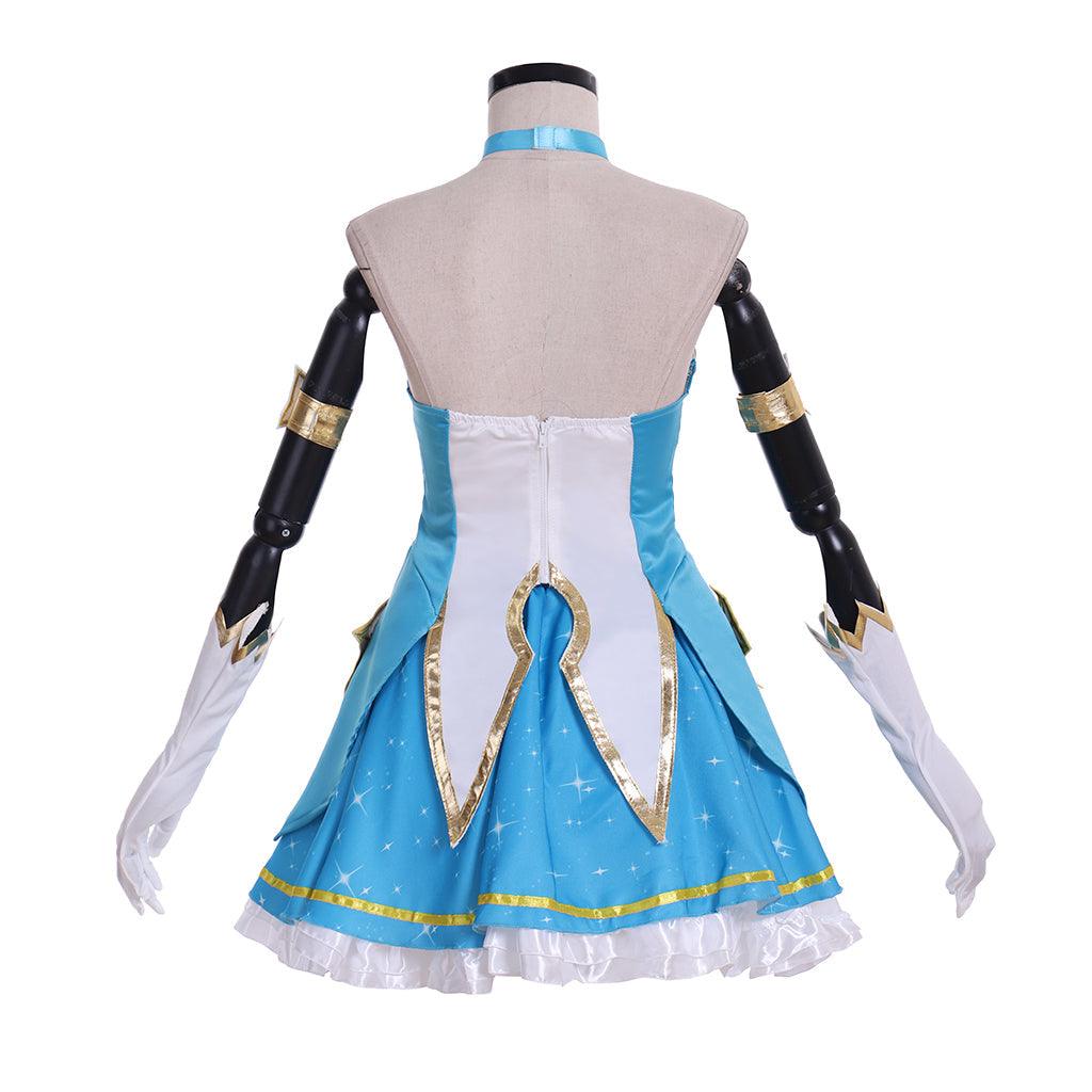 LOL Soraka Cosplay Costume – Guardian New Skin Sexy Blue Tube Dress Suit for Women & Girls