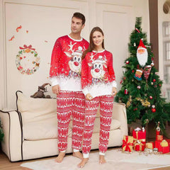 2024 Christmas Reindeer Print Family Matching Pajamas Set | Cozy Holiday Cartoon Sleepwear for Families - Coscosmos