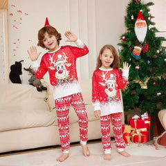 2024 Christmas Reindeer Print Family Matching Pajamas Set | Cozy Holiday Cartoon Sleepwear for Families - Coscosmos