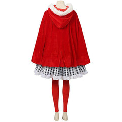 2024 European and American Christmas New Halloween Black and White Checked Cloak Dress Set - Coscosmos