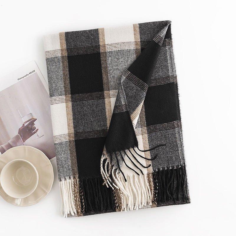 2024 Fall Plaid Scarf for Women | Soft Cashmere - Like Scarf | Cozy Shawl Wrap | College Style Warm Scarf for Thanksgiving & Halloween - Coscosmos