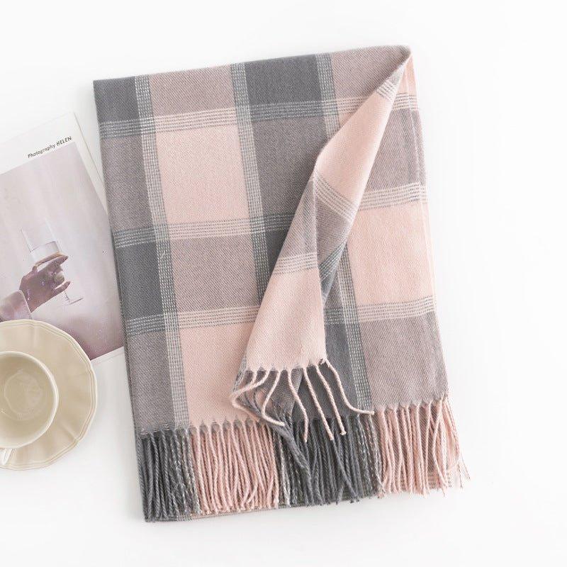 2024 Fall Plaid Scarf for Women | Soft Cashmere - Like Scarf | Cozy Shawl Wrap | College Style Warm Scarf for Thanksgiving & Halloween - Coscosmos