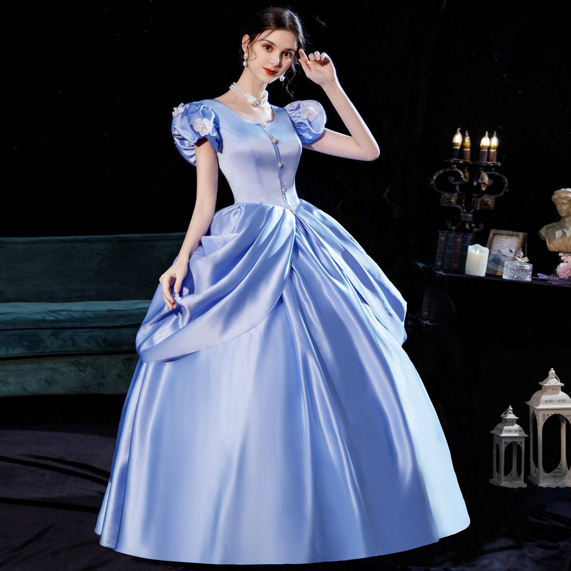 2024 Ice Blue Princess Gown: Enchanted Ice Queen Elegance for Fairy Tale Events - Coscosmos