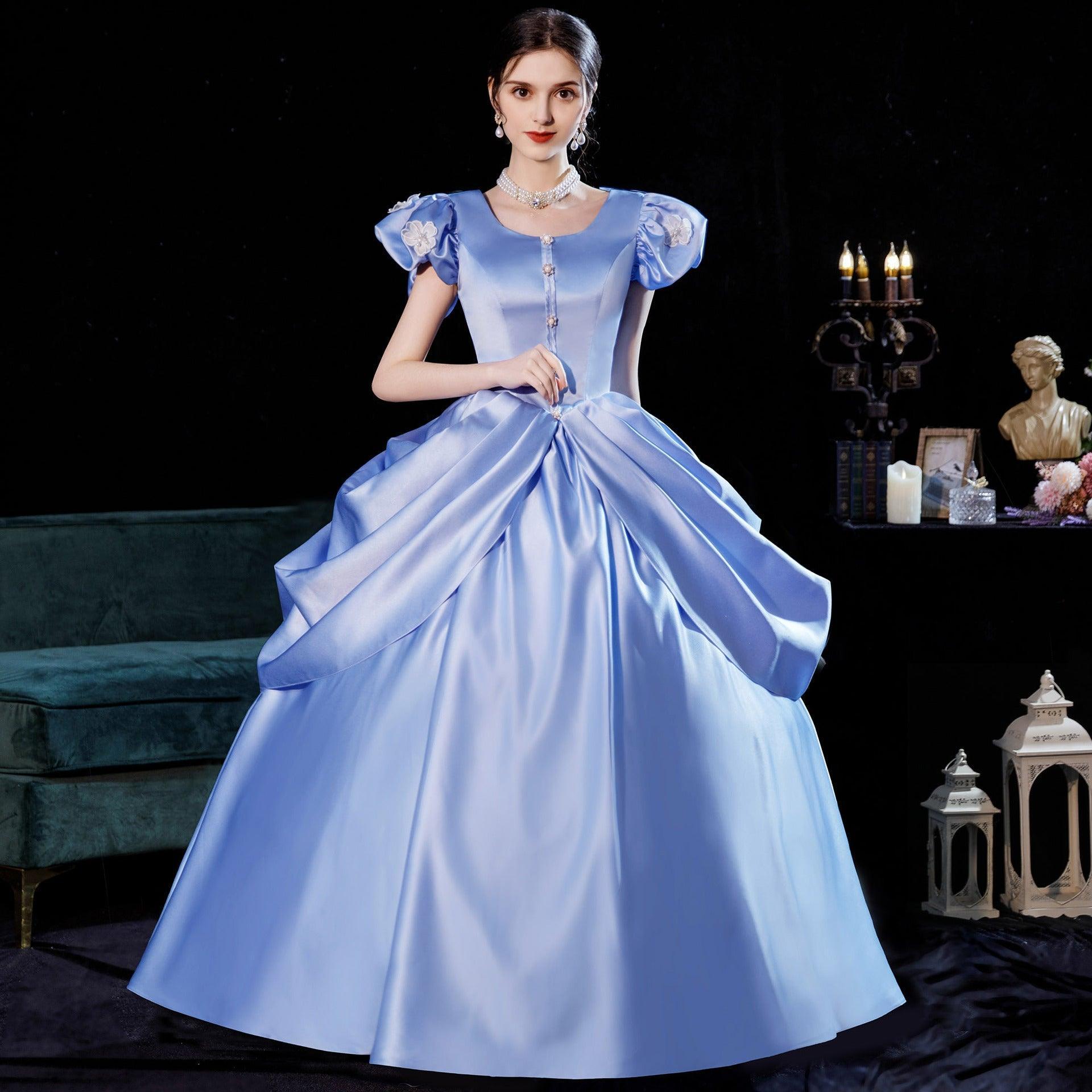 2024 Ice Blue Princess Gown: Enchanted Ice Queen Elegance for Fairy Tale Events - Coscosmos