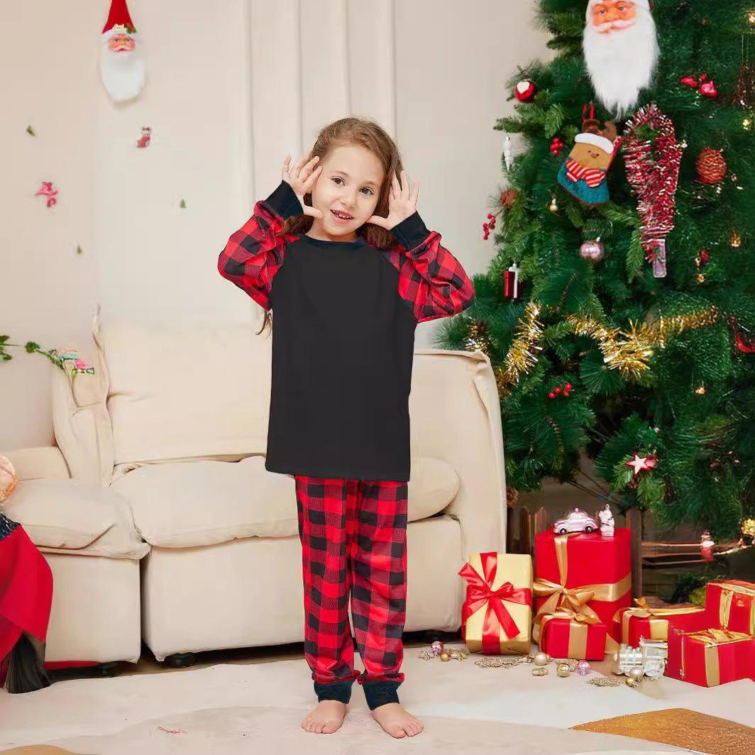 2024 New Christmas Plaid Family Matching Pajamas | Stylish Black & Red Plaid Holiday Loungewear Set - Coscosmos