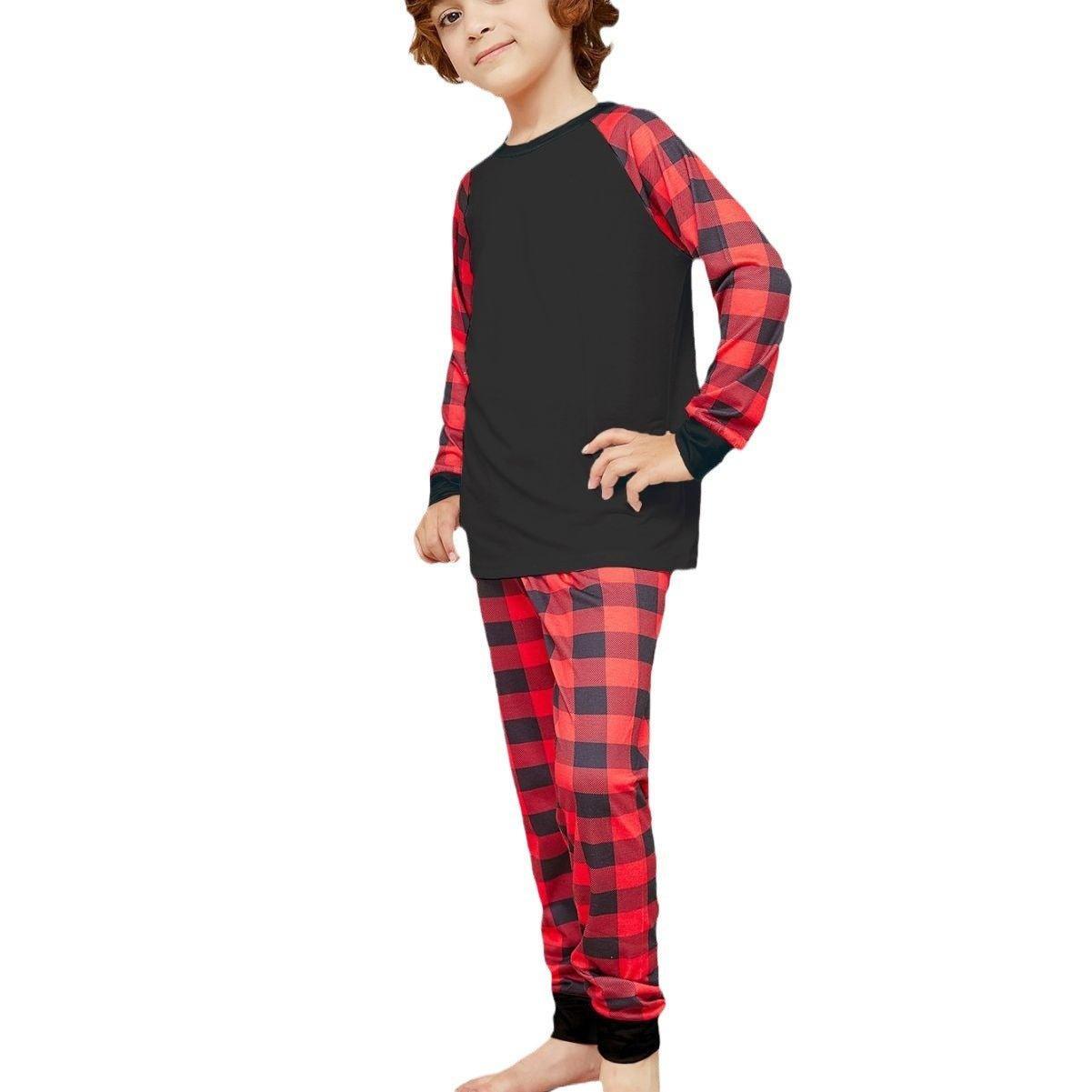 2024 New Christmas Plaid Family Matching Pajamas | Stylish Black & Red Plaid Holiday Loungewear Set - Coscosmos