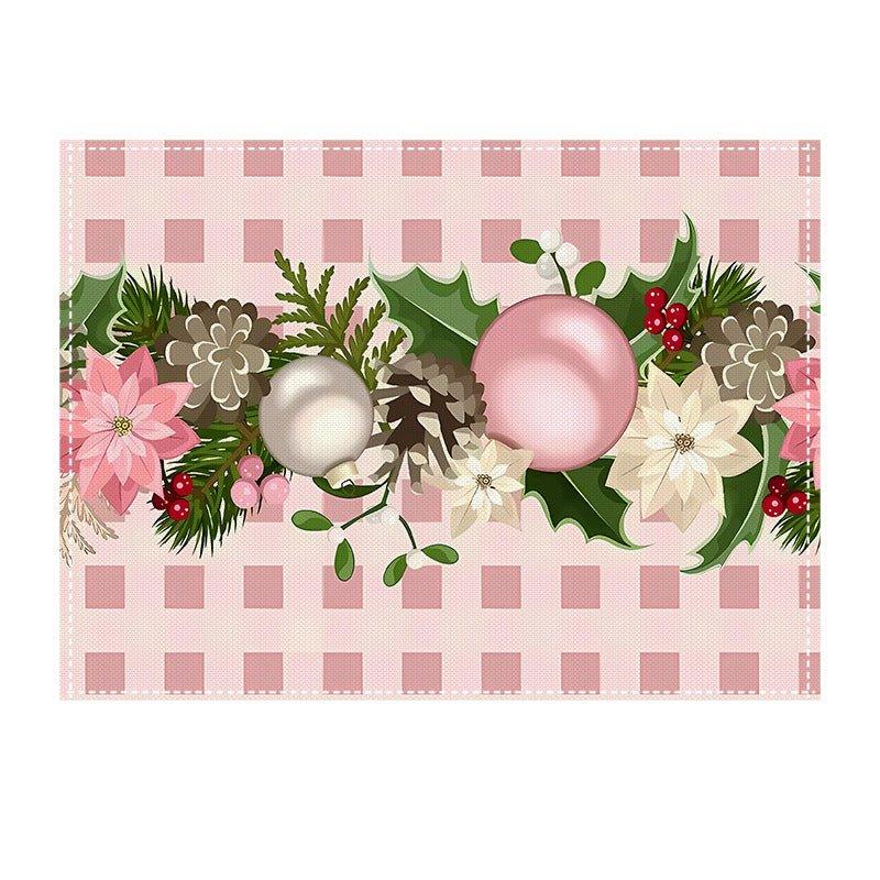 2024 New Flower Christmas Placemat Plant Insulation Encrypted Linen Placemat Restaurant Decoration Flower Placemat - Coscosmos