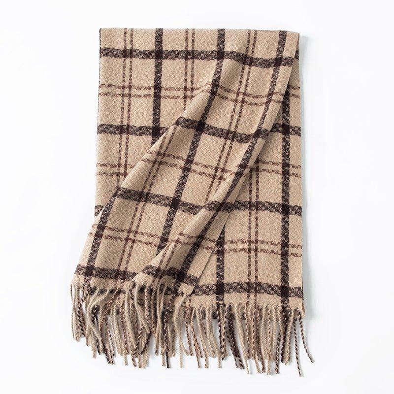 2024 New Women's Plaid Scarf | Sweet Style Korean Fashion Fall Winter Faux Cashmere Shawl | Warm and Cozy for Holiday Season - Coscosmos