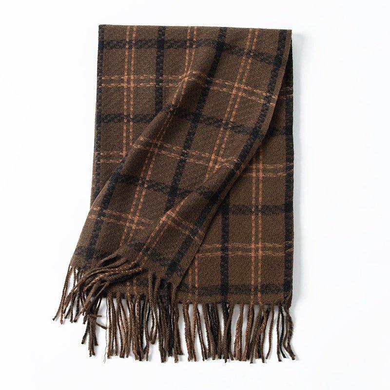 2024 New Women's Plaid Scarf | Sweet Style Korean Fashion Fall Winter Faux Cashmere Shawl | Warm and Cozy for Holiday Season - Coscosmos