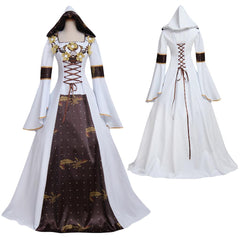 Medieval Victorian Renaissance Gothic Wedding Dress Hooded Flora Flower Laceup Dress