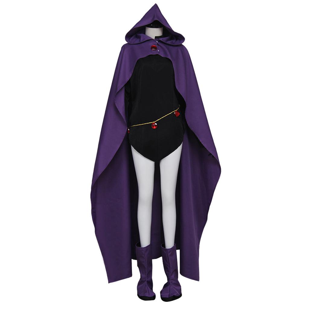 Teen Titans Raven Cosplay Costume - Superhero Comic Halloween Cape & Unitard Outfit