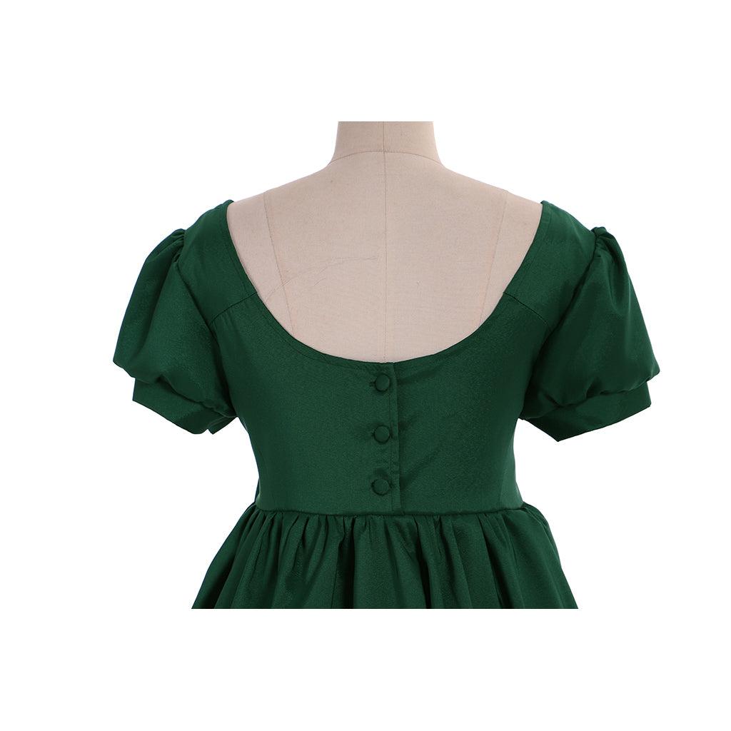 Simple Green Regency Dress Lady Regency Ball Dress High Waistline Tea Gown Dress Custom Made Medieval Ball Gown Dress