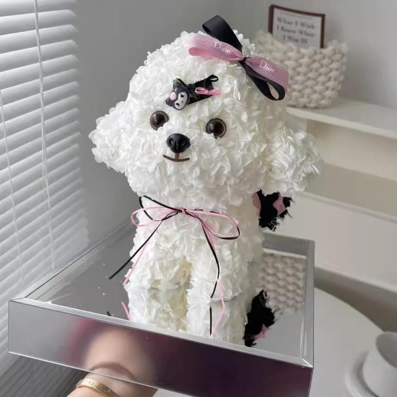 Bichon Maltese Forever Flower Puppy Figurine Gift Box - Perfect Christmas Gift for Girlfriend or Best Friend