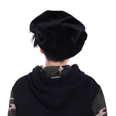 Renaissance Medieval Tudor Flat Cap Tudor Cosplay Hat Cap for Men Black