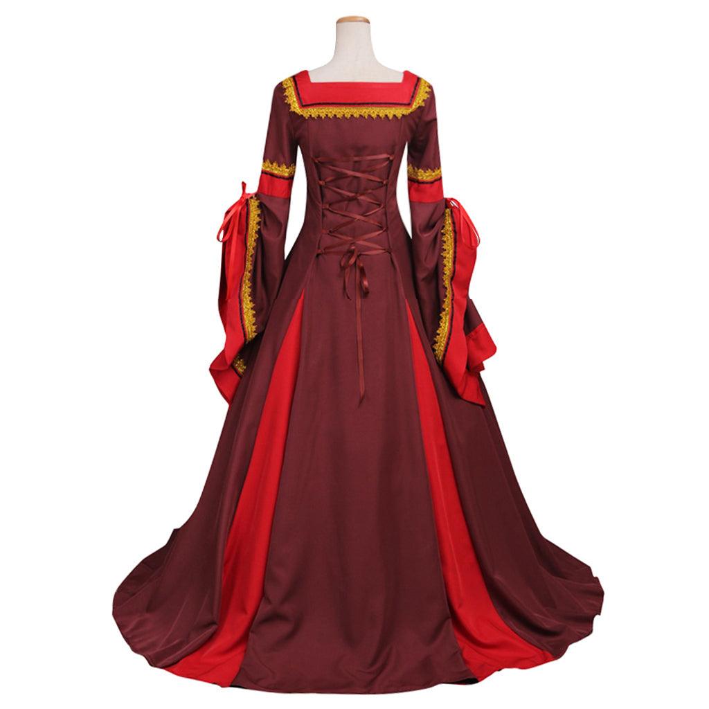 Women's Dark Red Dress Victorian Medieval South Manor Dress Costume Cosplay for Carnival Party Custom Made