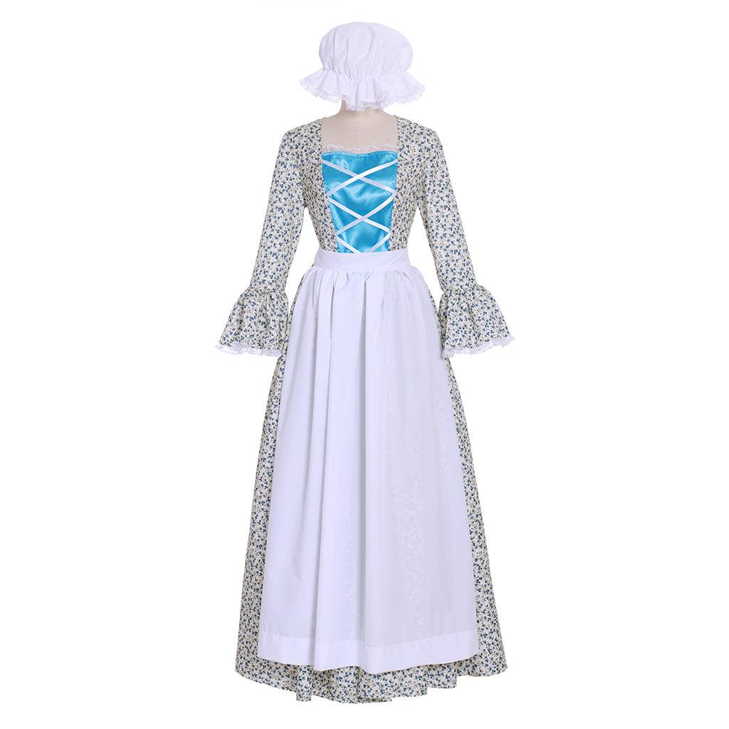 Victorian Pioneer Pilgrim Wench Rural Floral Prairie Dress Women Countryside Colonial Dress Lolita Dress