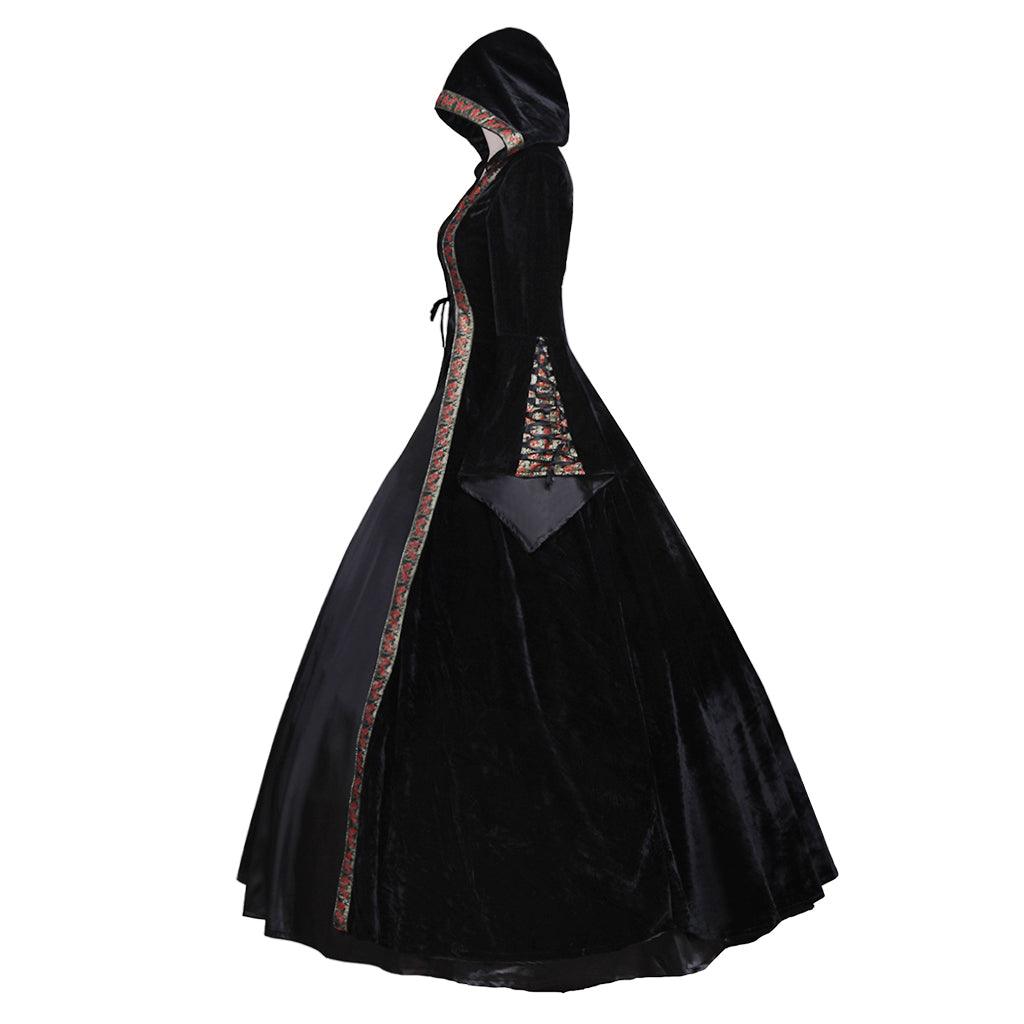 Victorian Rococo Medieval Gown Miko Ball Gothic Punk Black Velvet Dress Cosplay Costume